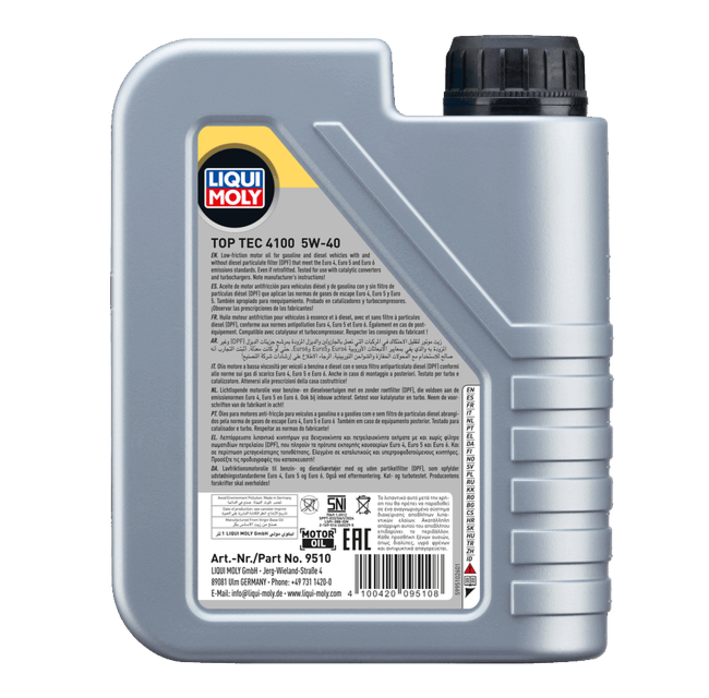 LIQUI MOLY TOP TEC 4100 5W40 - Aceite de Baja Fricción - QT 1Lt.