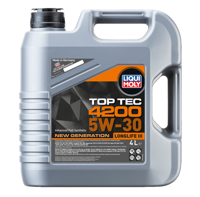 LIQUI MOLY 5W30 TOP TEC 4200 - Aceite de Motor antifricción - Galón 4Lt.